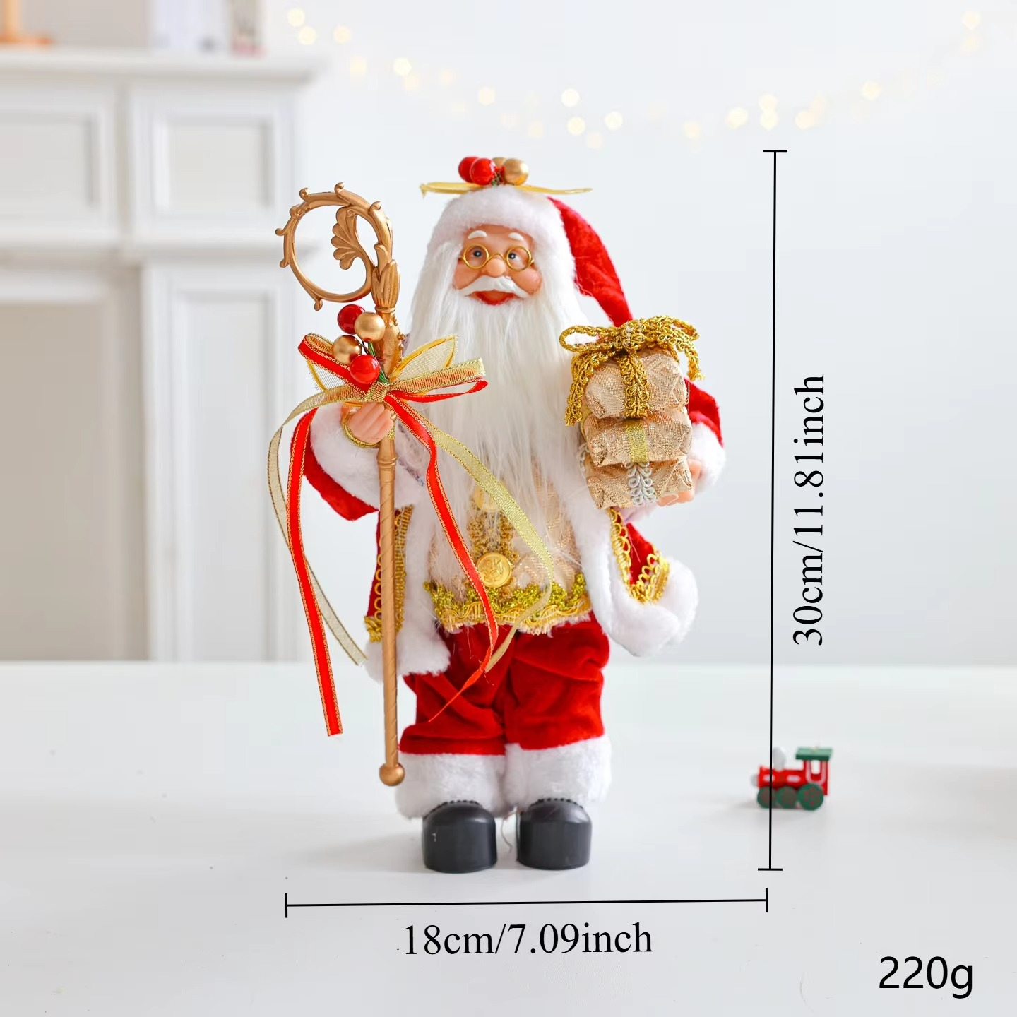 New 30CM Santa Claus Doll with British Style Stand up Santa Claus New Year Home Christmas Decoration Christmas Tree Decoration