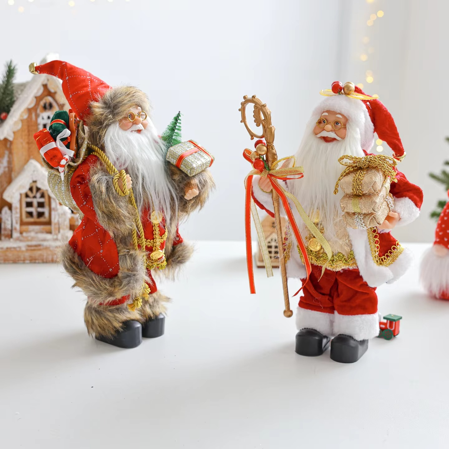 New 30CM Santa Claus Doll with British Style Stand up Santa Claus New Year Home Christmas Decoration Christmas Tree Decoration