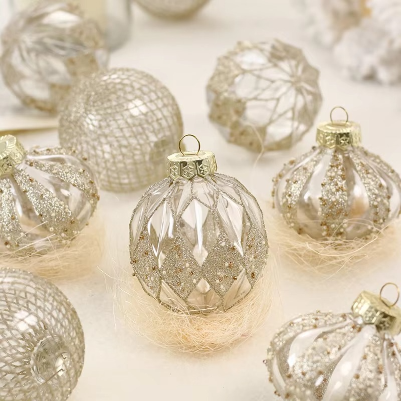 9PCS/8CM Christmas Ball Decorative Supplies Exquisite Painted Christmas Tree Pendant Ornament Home New Year Party Decoration