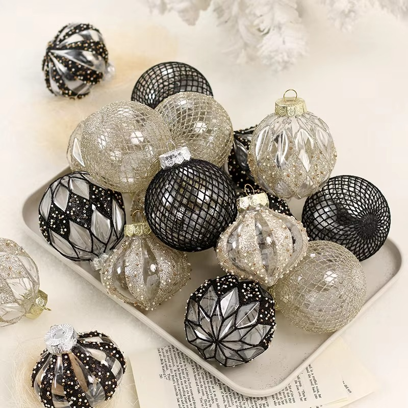 9PCS/8CM Christmas Ball Decorative Supplies Exquisite Painted Christmas Tree Pendant Ornament Home New Year Party Decoration