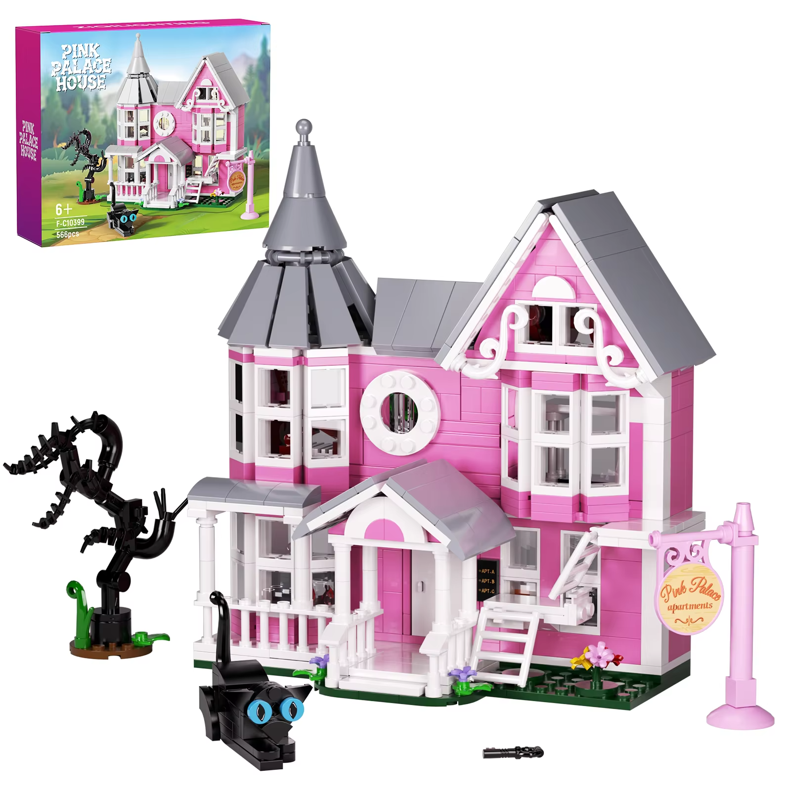 Pink Palace House Building Blocks Set Halloween Haunted House Toy Christmas Gifts for Girls and Boys(566PCS)