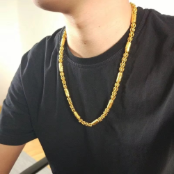 24K real gold 9999 Seiko dragon pattern bamboo necklace rich real gold necklace cloth dragon chain men