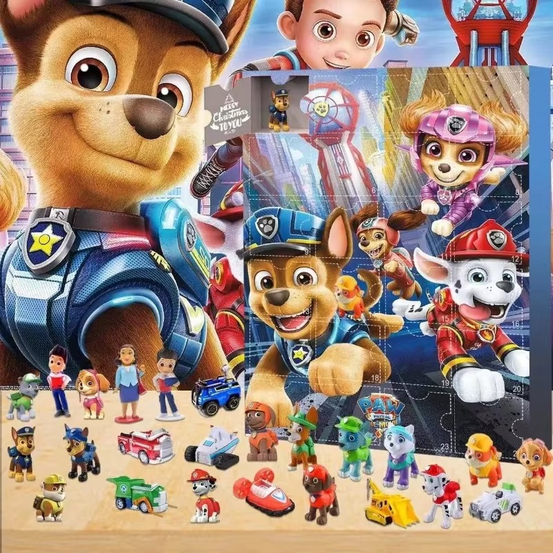 24 Style Paw Patrol Anime Christmas Advent Calendar Chase Kawaii Cartoon Toys Action Figure Model Ornamental Decor Mystery Gift