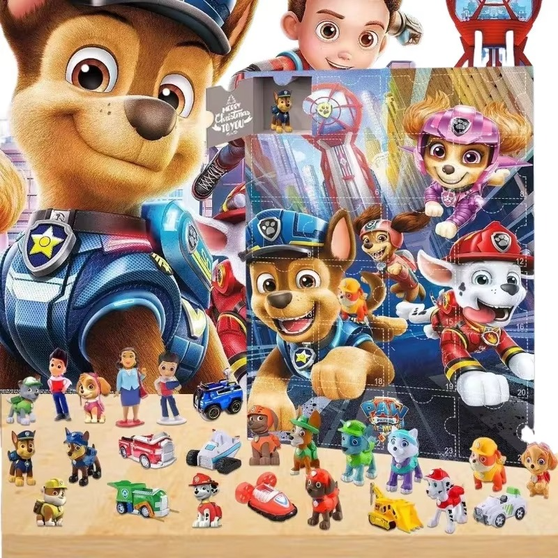 24 Style Paw Patrol Anime Christmas Advent Calendar Chase Kawaii Cartoon Toys Action Figure Model Ornamental Decor Mystery Gift