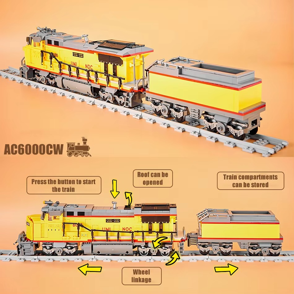 City Technical Remote Control Diesel locomotive AC6000CW Building Block Model Orient Express Train Bricks Toy Kid Christmas Gift