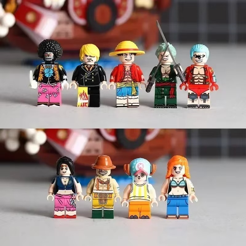 One Piece 1484pcs/432Pcs+9Dolls Thousand Sunny Boat Blocks Cartoon Pirate Ship Bricks Set Toys for Children Christmas Gifts