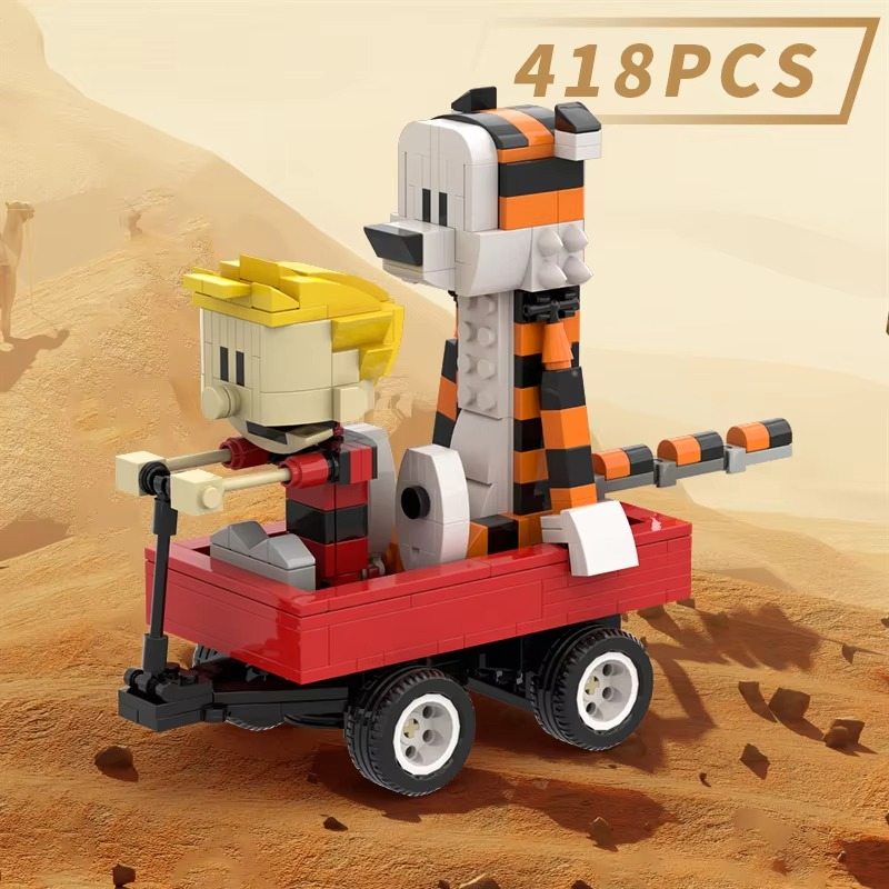 MOC Calvined and Hobbes Building Blocks Set Tiger & Dog Figure Assembly Model, Kids Educational Toy Christmas Gift