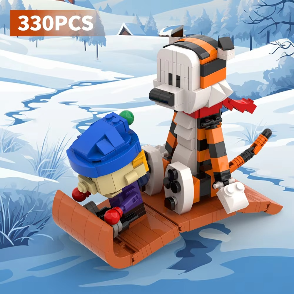 MOC Calvined and Hobbes Building Blocks Set Tiger & Dog Figure Assembly Model, Kids Educational Toy Christmas Gift