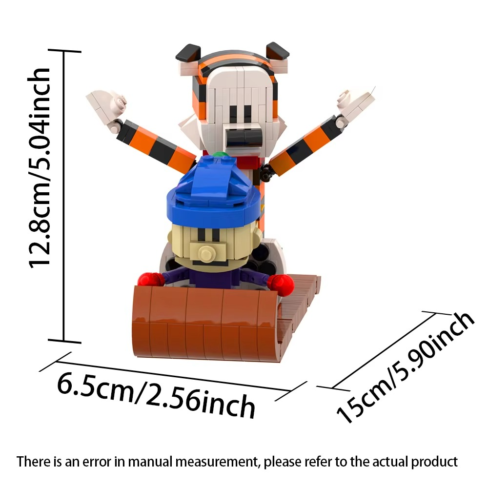 MOC Calvined and Hobbes Building Blocks Set Tiger & Dog Figure Assembly Model, Kids Educational Toy Christmas Gift