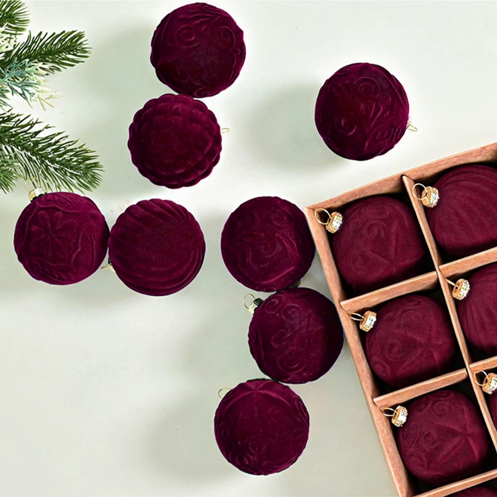Christmas Balls Ornaments 9/12Pcs 2.36" Green Painted Christmas Tree Decorations 60MM Hanging Ball for Green Xmas Party Wedding