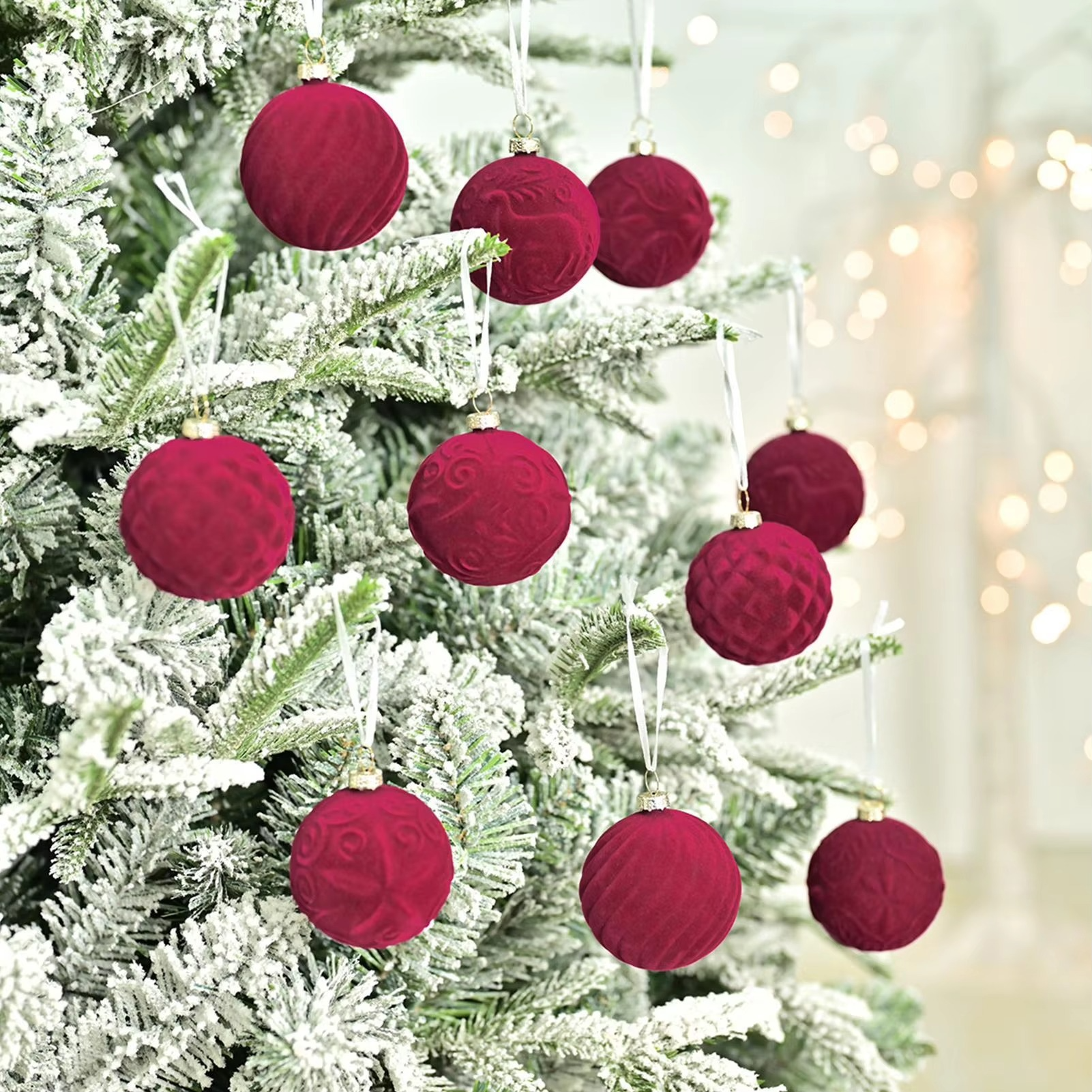 Christmas Balls Ornaments 9/12Pcs 2.36" Green Painted Christmas Tree Decorations 60MM Hanging Ball for Green Xmas Party Wedding