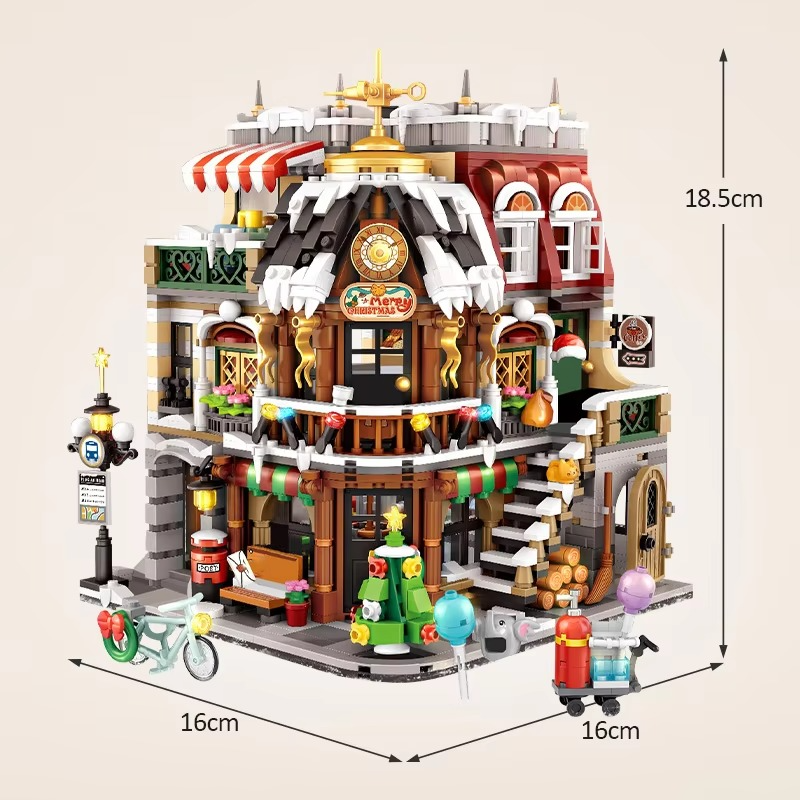 2506Pcs City Street View Mini Architecture Christmas Cafe House Building Blocks Friends Shop Figures Bricks Toys For Kids Gifts