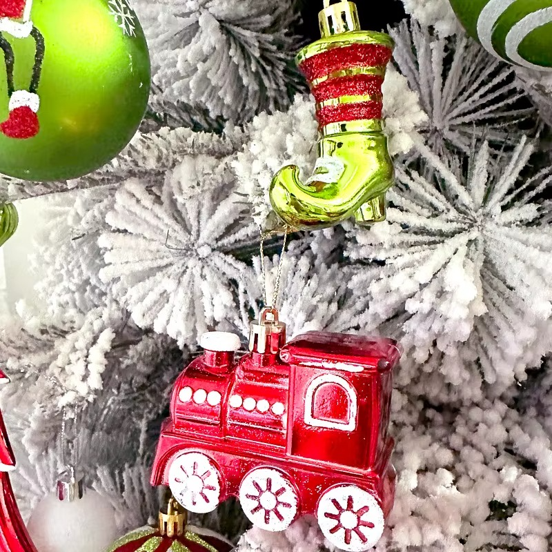 34PCS Grinch Them Painted Xmas Ornaments Red Green Christmas Ball Decorations Christmas Tree Ornament Set Holiday Home Decor