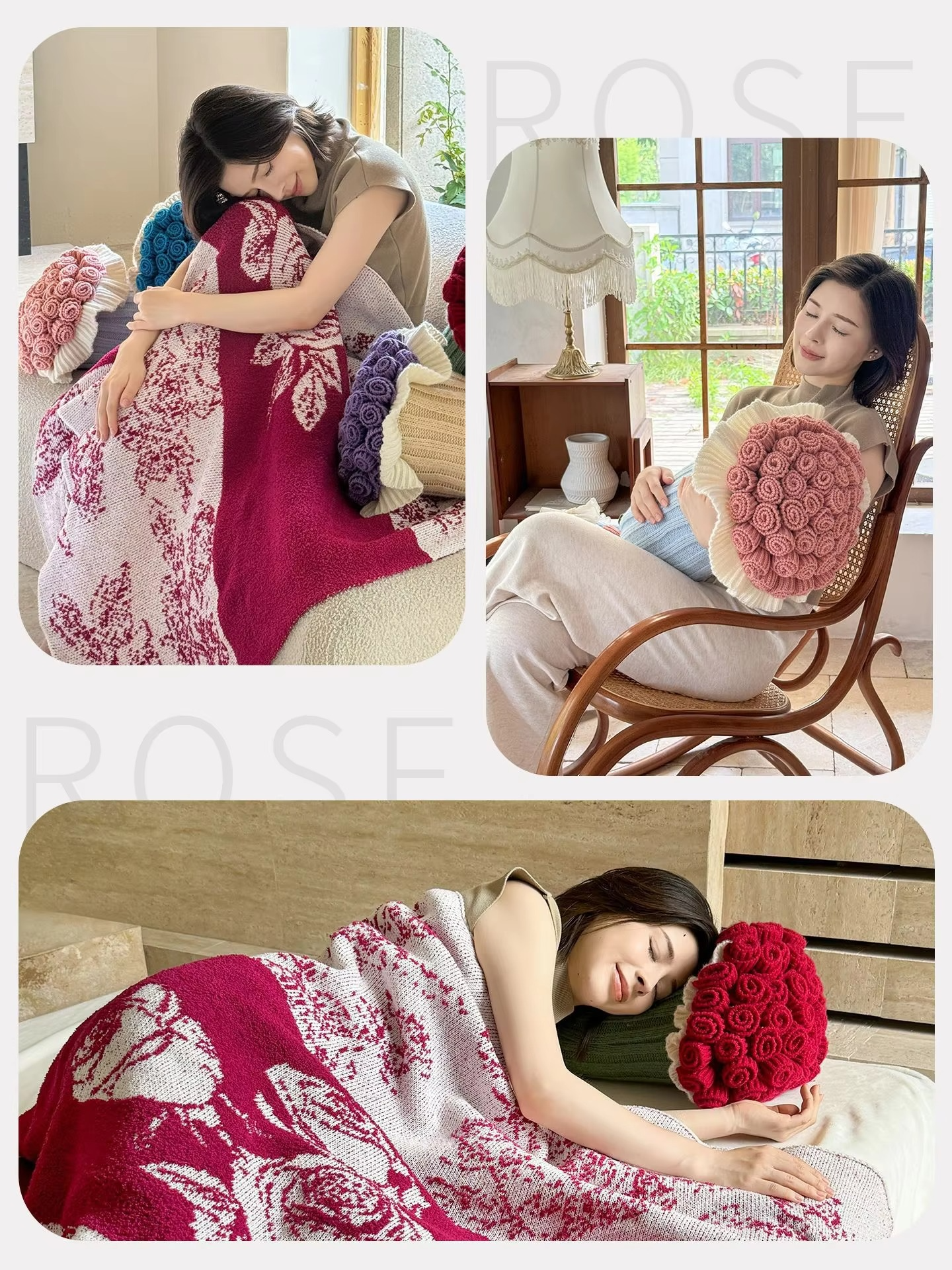 Flower Bouquet Blankets Sofa Flower Blankets Decorations Christmas Home Decorations Bedroom Winter Warm Blankets Gifts
