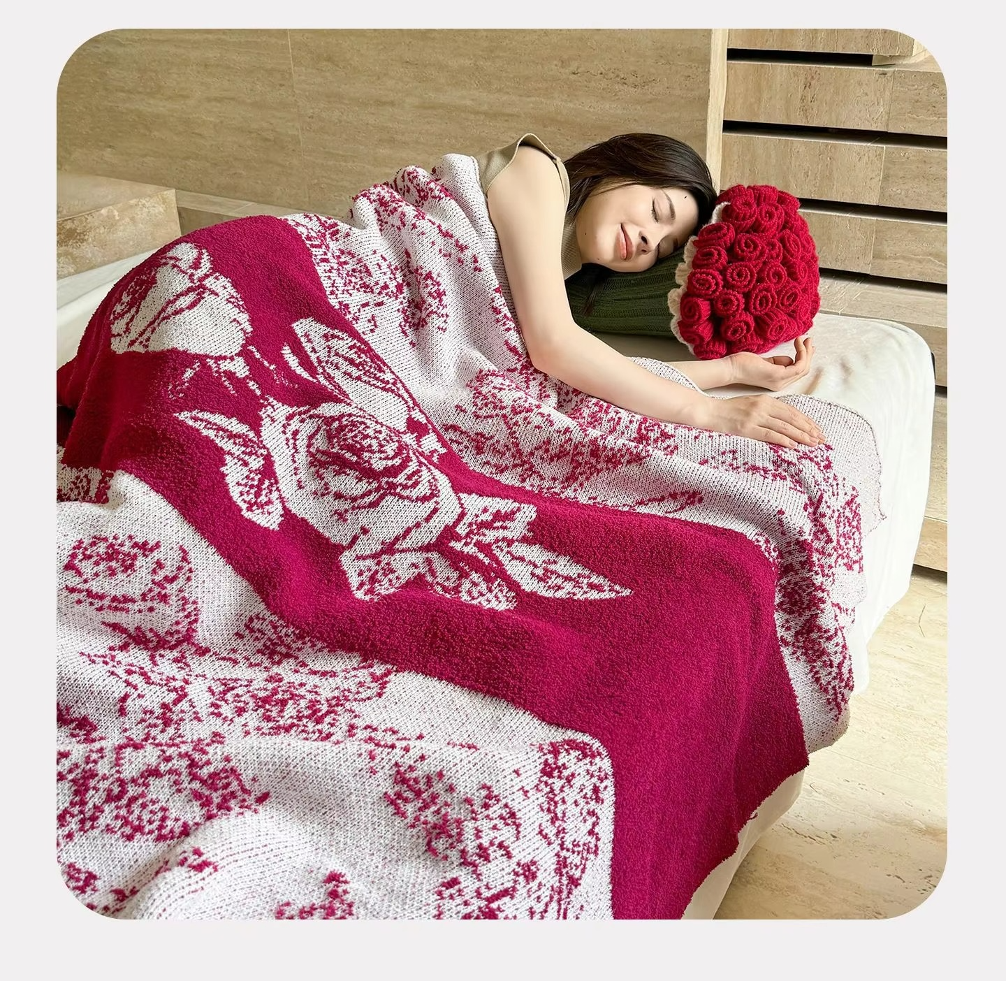 Flower Bouquet Blankets Sofa Flower Blankets Decorations Christmas Home Decorations Bedroom Winter Warm Blankets Gifts