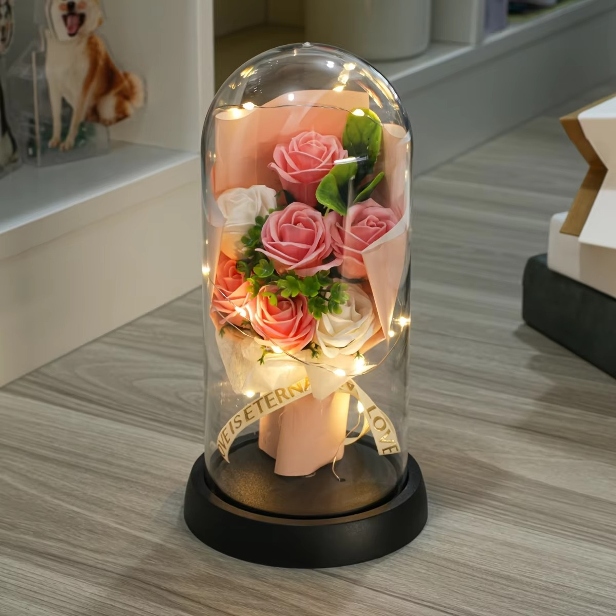 Romantic Artificial Rose Bouquet - 1pc Preserved Flower Keepsake - Perfect for Valentine'S Day, Christmas, Birthday, Home Decor