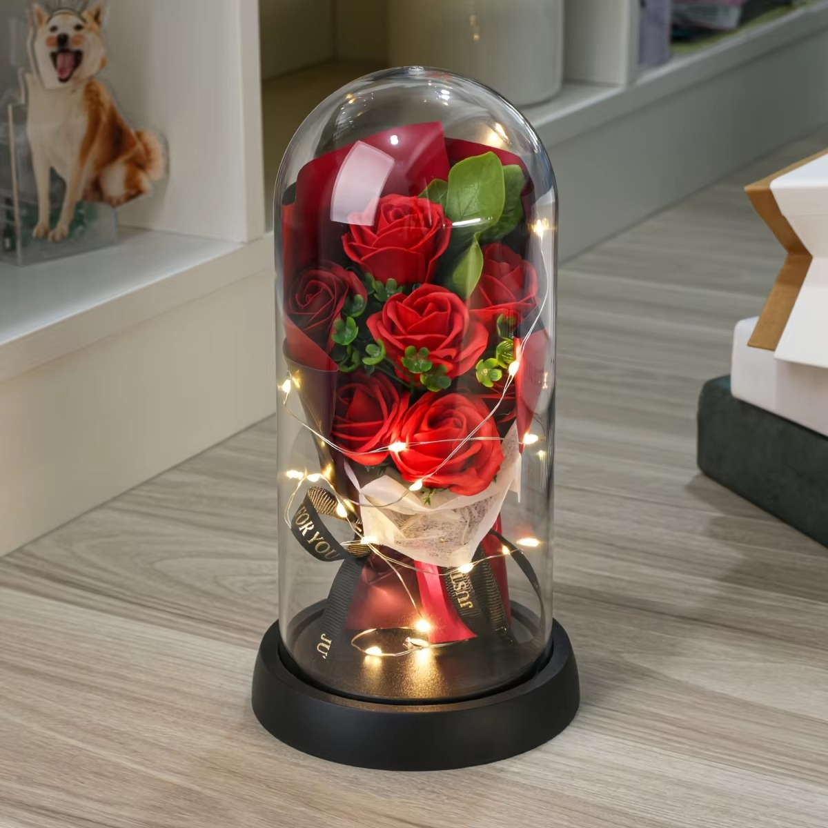 Romantic Artificial Rose Bouquet - 1pc Preserved Flower Keepsake - Perfect for Valentine'S Day, Christmas, Birthday, Home Decor