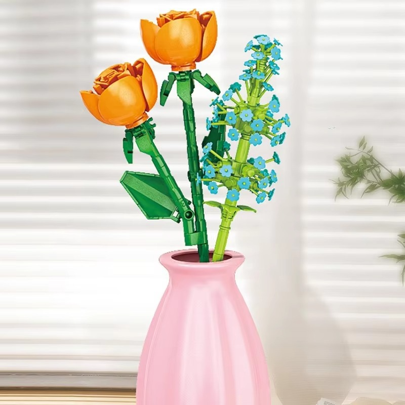 Flower Bouquet Christmas Countdown Flower Bouquet Building Blocks Christmas Blind Box Birthday Gift Sunflower Bouquet 2025