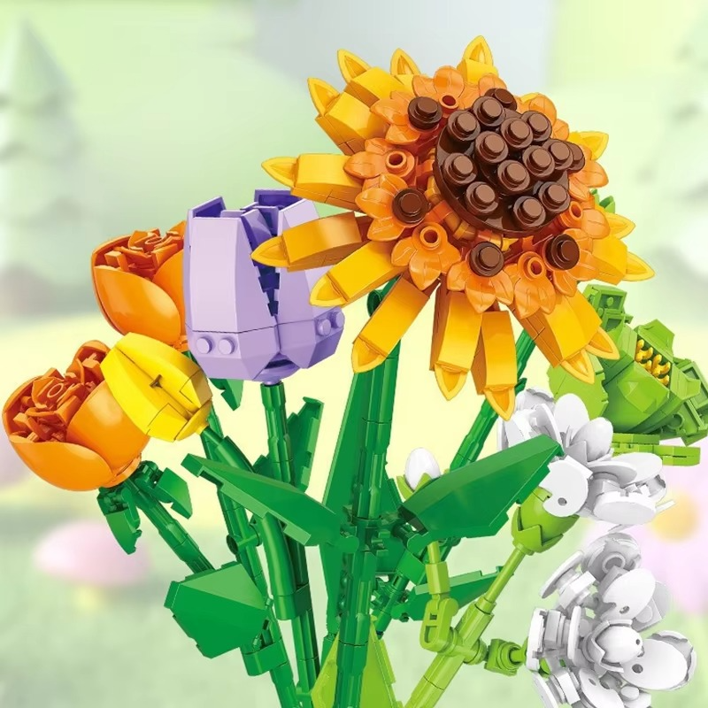 Flower Bouquet Christmas Countdown Flower Bouquet Building Blocks Christmas Blind Box Birthday Gift Sunflower Bouquet 2025