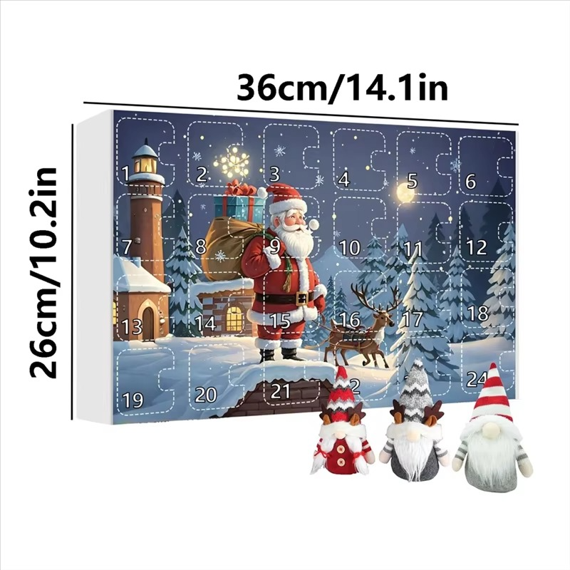 2024 Christmas Gnome Adventcalendar, 2024 Christmas Countdown Calendar With Collectible Gnome Plush Dolls Toy-Y78A