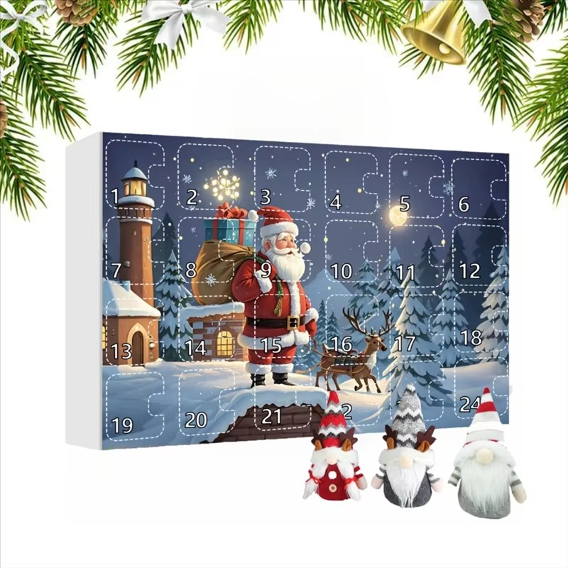 2024 Christmas Gnome Adventcalendar, 2024 Christmas Countdown Calendar With Collectible Gnome Plush Dolls Toy-Y78A