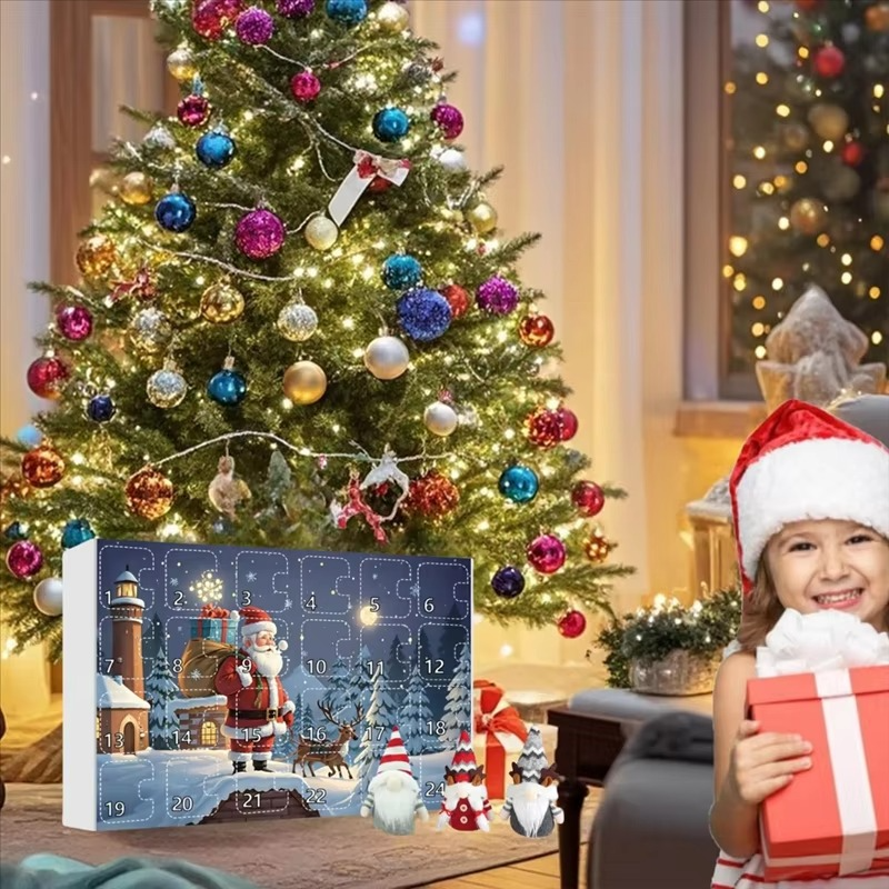 2024 Christmas Gnome Adventcalendar, 2024 Christmas Countdown Calendar With Collectible Gnome Plush Dolls Toy-Y78A
