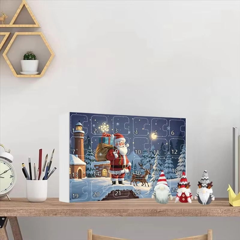 2024 Christmas Gnome Adventcalendar, 2024 Christmas Countdown Calendar With Collectible Gnome Plush Dolls Toy-Y78A