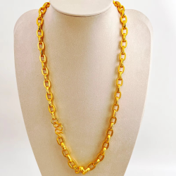 Luxury 9999 24K real gold Loop Loop chain sand finish car flower buckle necklace Men's and women's necklace Fashion accessories