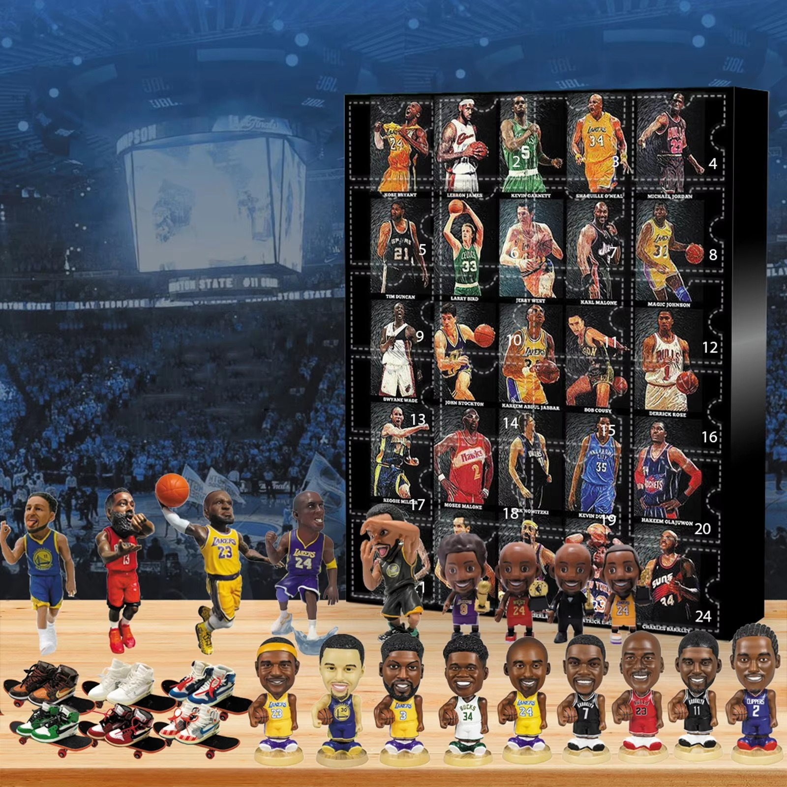 Christmas Doll Advent Calendar 24pcs 3D Basketball Player Figures Advent Calendar, Christmas Countdown Calendar Surprise Gift