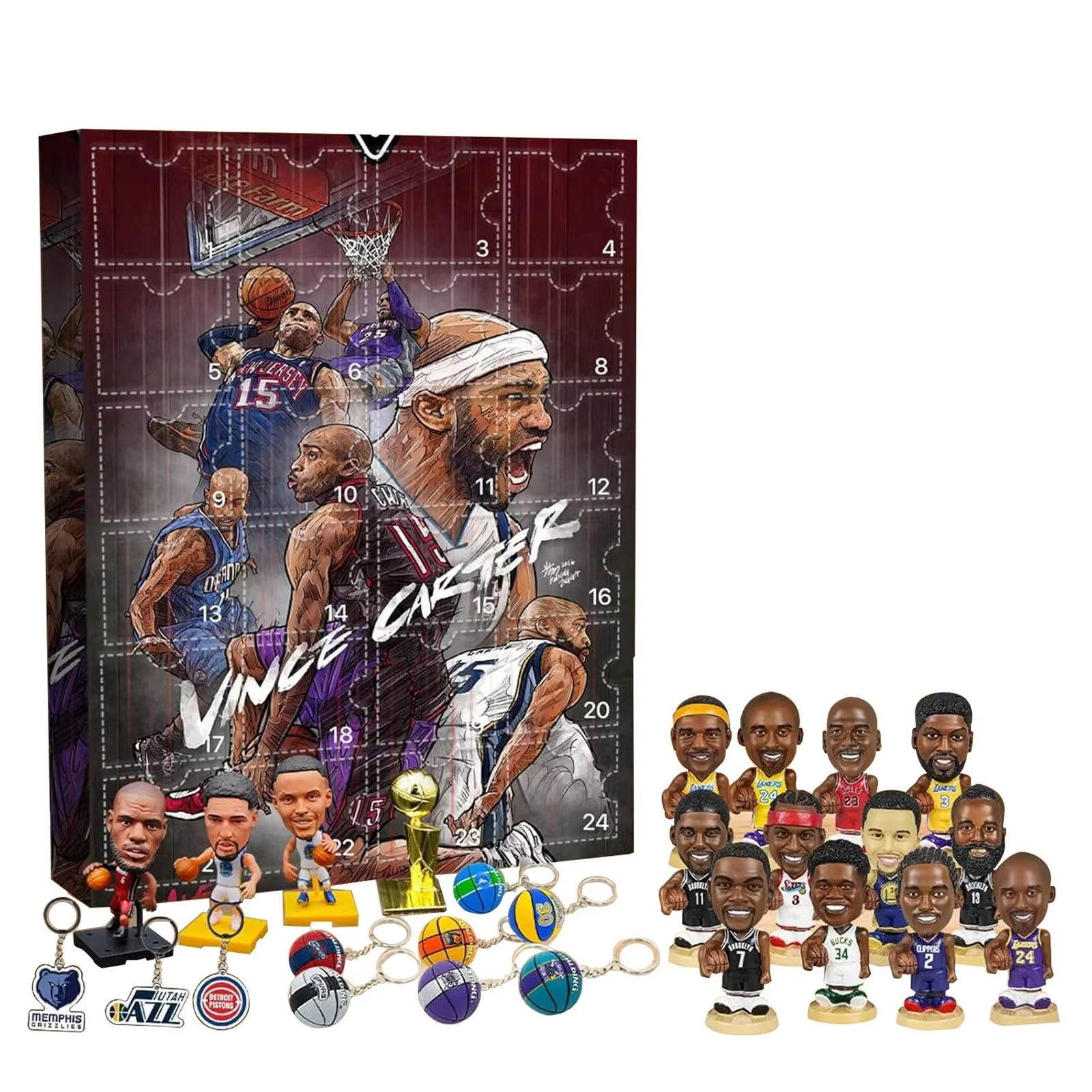 Christmas Doll Advent Calendar 24pcs 3D Basketball Player Figures Advent Calendar, Christmas Countdown Calendar Surprise Gift