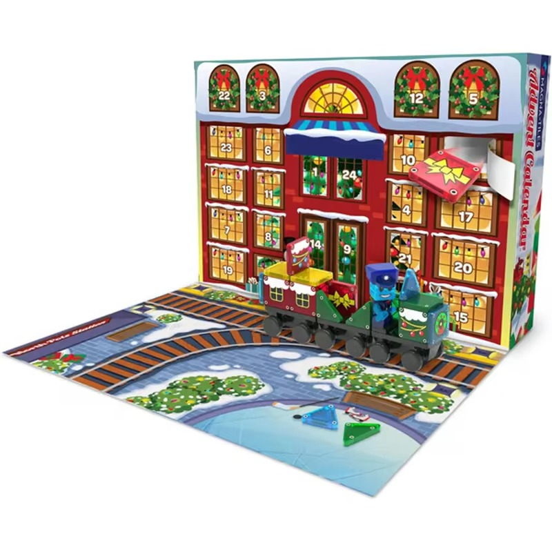 Christmas Advent Calendar Ornaments Magnetic Santa Claus Train Construction Set 24 Days Of Surprise Gifts Christmas Decorations