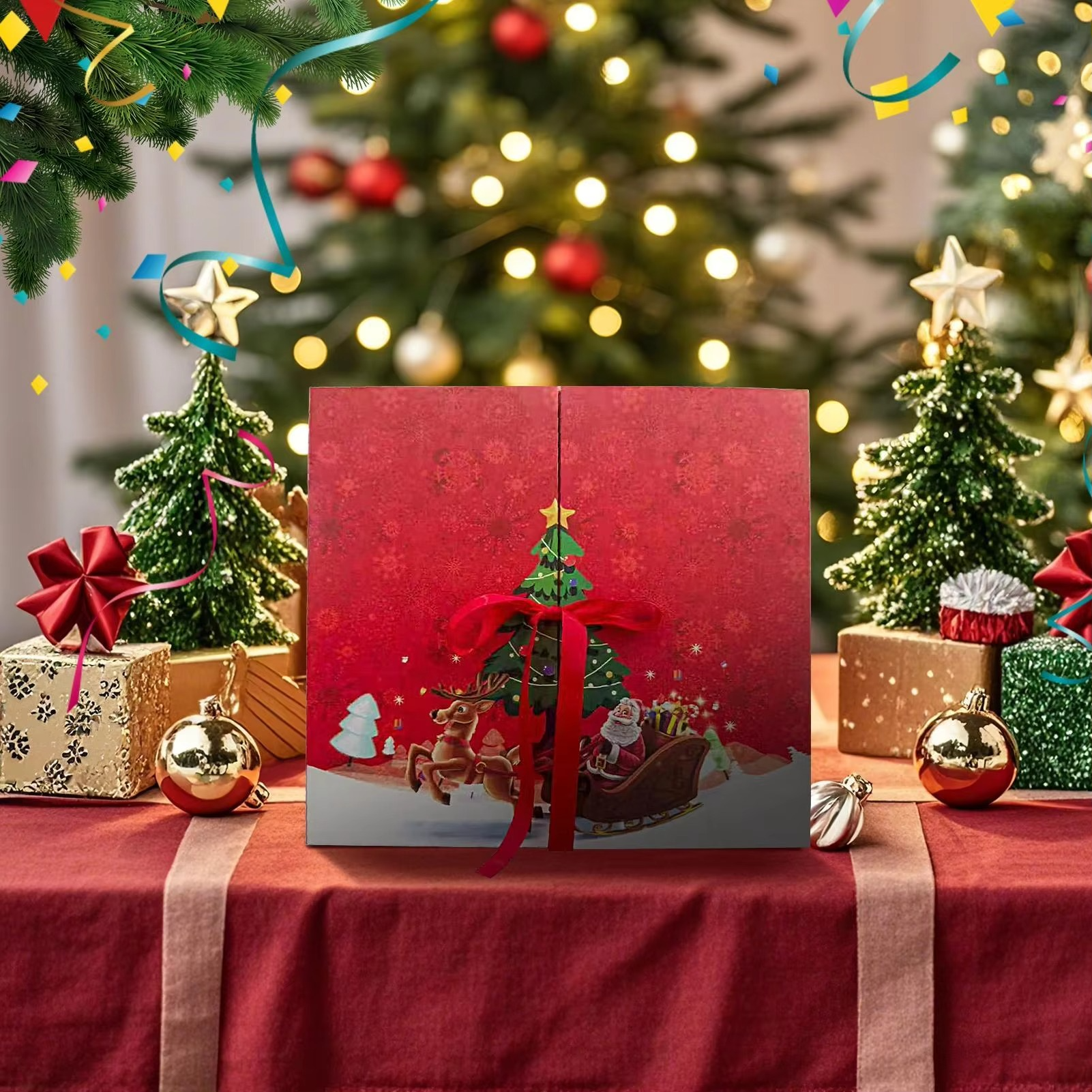 Christmas Calendar Advent empty Gift Box To Fill 24-Day Santa Claus Printed Collectible Box Christmas Advent Calendar Boxes