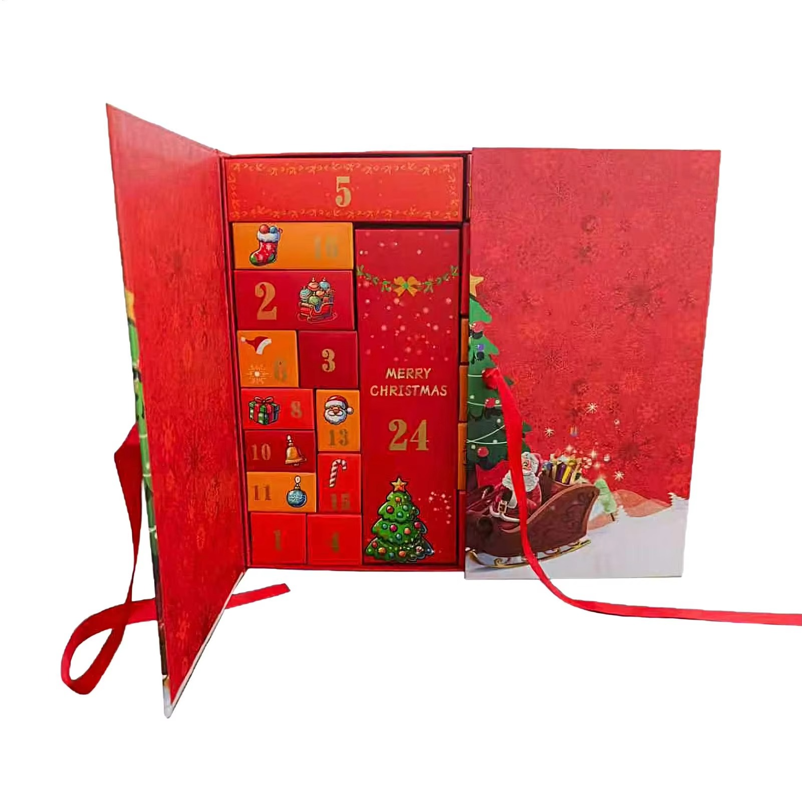 Christmas Calendar Advent empty Gift Box To Fill 24-Day Santa Claus Printed Collectible Box Christmas Advent Calendar Boxes