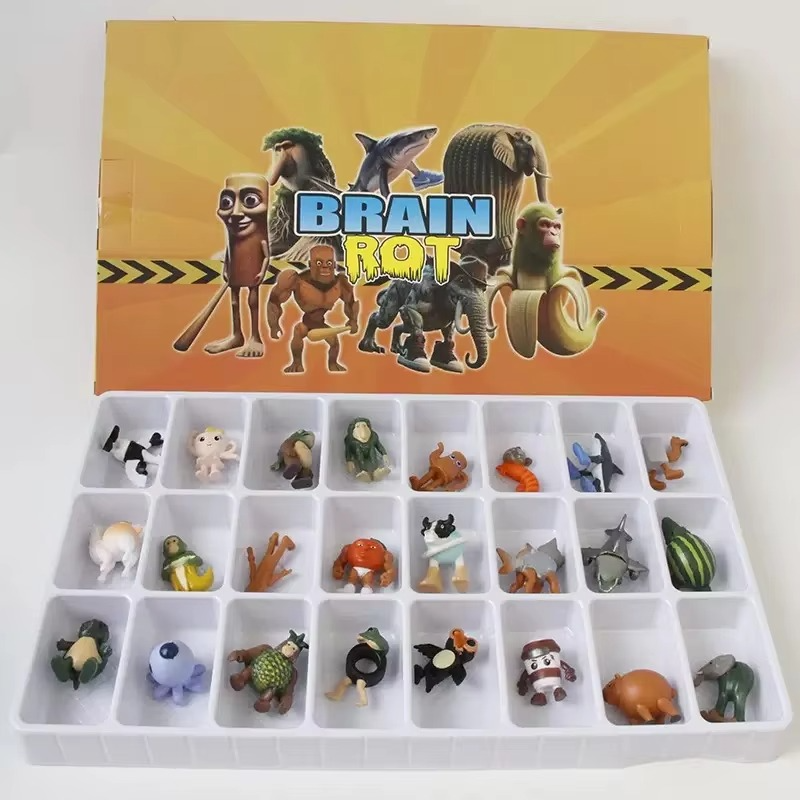 24PCS Italian Brainrot TungTung Sahur Figure Doll Tralalero Tralala Bombardino Crocodilo Model Toy Chrismas Advent Calendar Gift