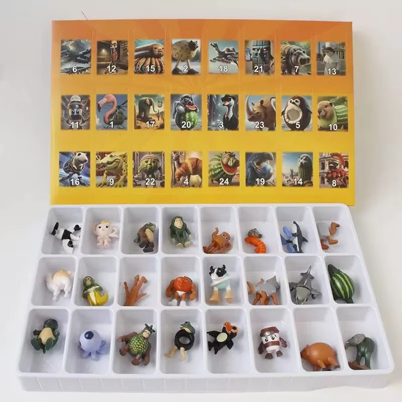 24PCS Italian Brainrot TungTung Sahur Figure Doll Tralalero Tralala Bombardino Crocodilo Model Toy Chrismas Advent Calendar Gift