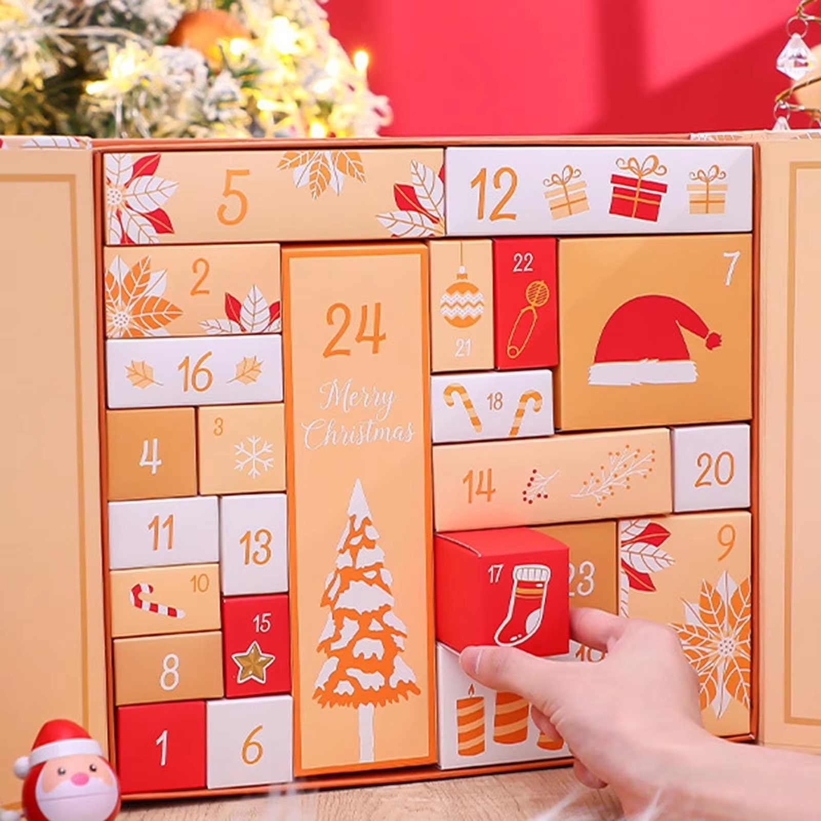 Christmas gift box Christmas countdown calendar Christmas advent calendar gift filling box Candy Chocolate Packaging Cookies Box