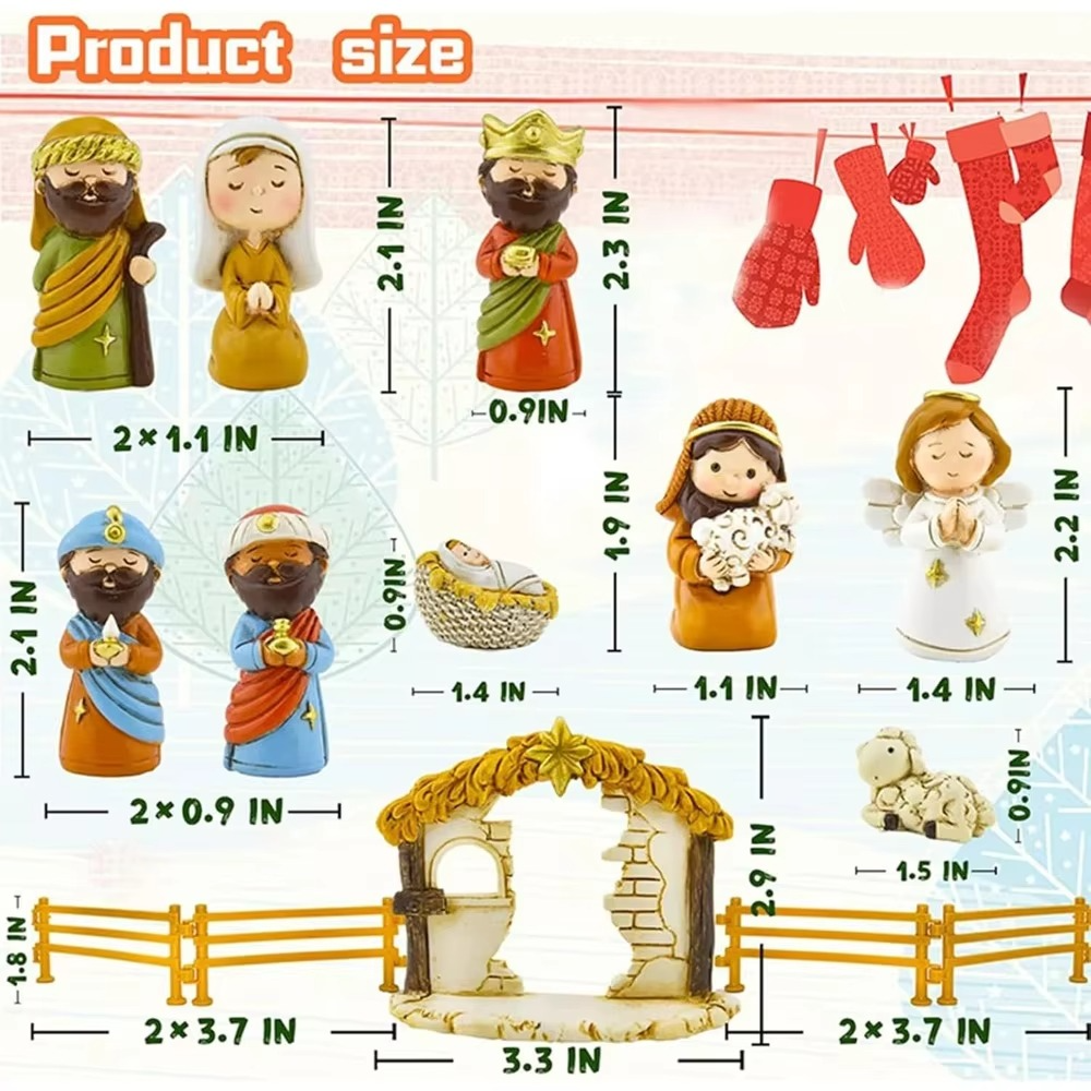 Creative Resin Nativity Countdown Calendar Christmas Gift for Kids Children and Teens