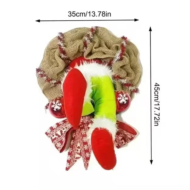 17.72inch Christmas Thief Wreath,Christmas Elf Leg Wreath, Christmas Burlap Wreath, Holiday Decoration