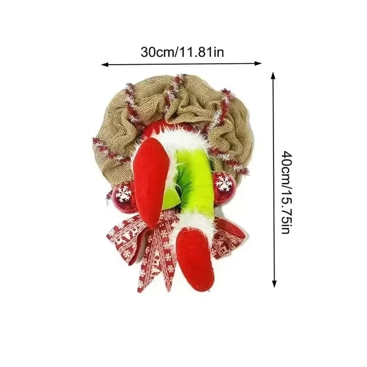 17.72inch Christmas Thief Wreath,Christmas Elf Leg Wreath, Christmas Burlap Wreath, Holiday Decoration