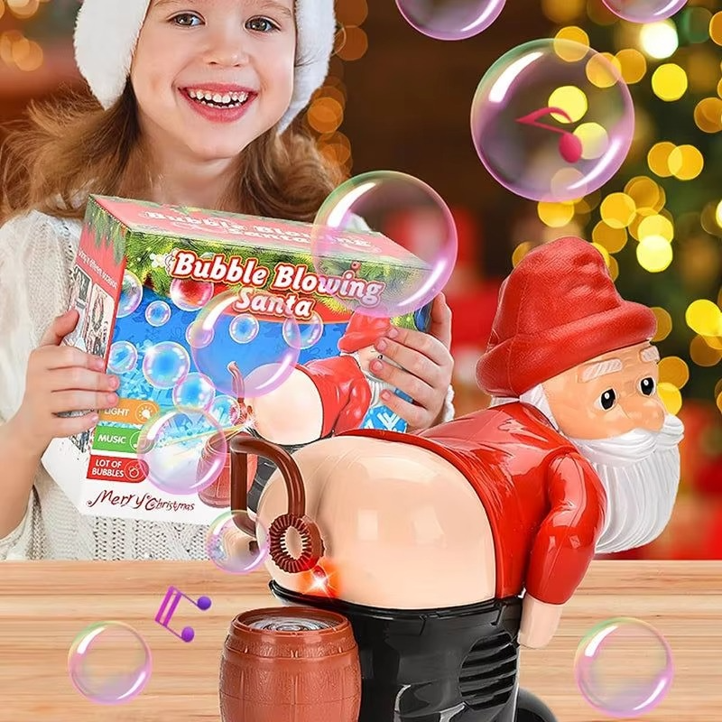 Electric Santa Claus Bubbles Machine Blowing Bubbles Music Light Entertainment Toy Prank Funny Ornament Christmas Gifts