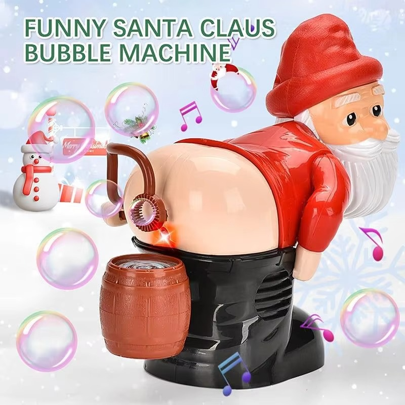 Electric Santa Claus Bubbles Machine Blowing Bubbles Music Light Entertainment Toy Prank Funny Ornament Christmas Gifts