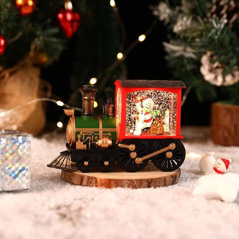 Christmas Gift Christmas Eve Train Box Crystal Ball Ornaments Christmas Souvenirs Christmas party Gifts Water Filled small train