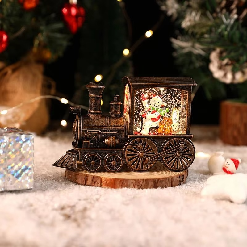 Christmas Gift Christmas Eve Train Box Crystal Ball Ornaments Christmas Souvenirs Christmas party Gifts Water Filled small train
