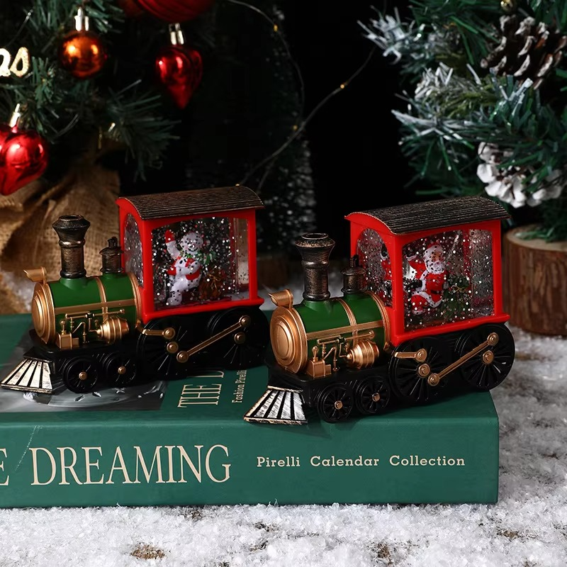 Christmas Gift Christmas Eve Train Box Crystal Ball Ornaments Christmas Souvenirs Christmas party Gifts Water Filled small train