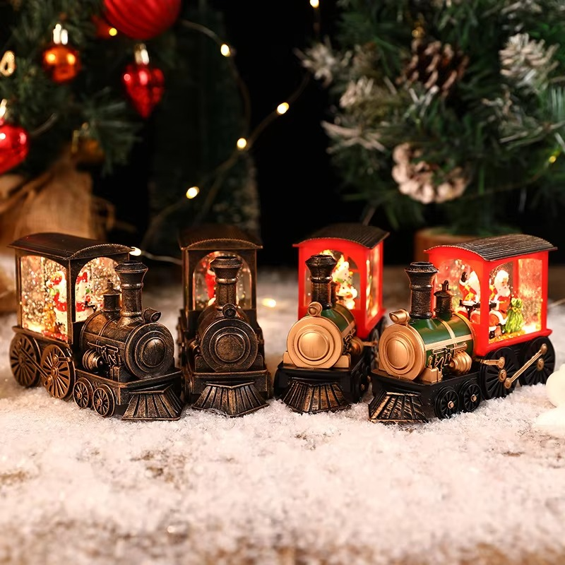 Christmas Gift Christmas Eve Train Box Crystal Ball Ornaments Christmas Souvenirs Christmas party Gifts Water Filled small train