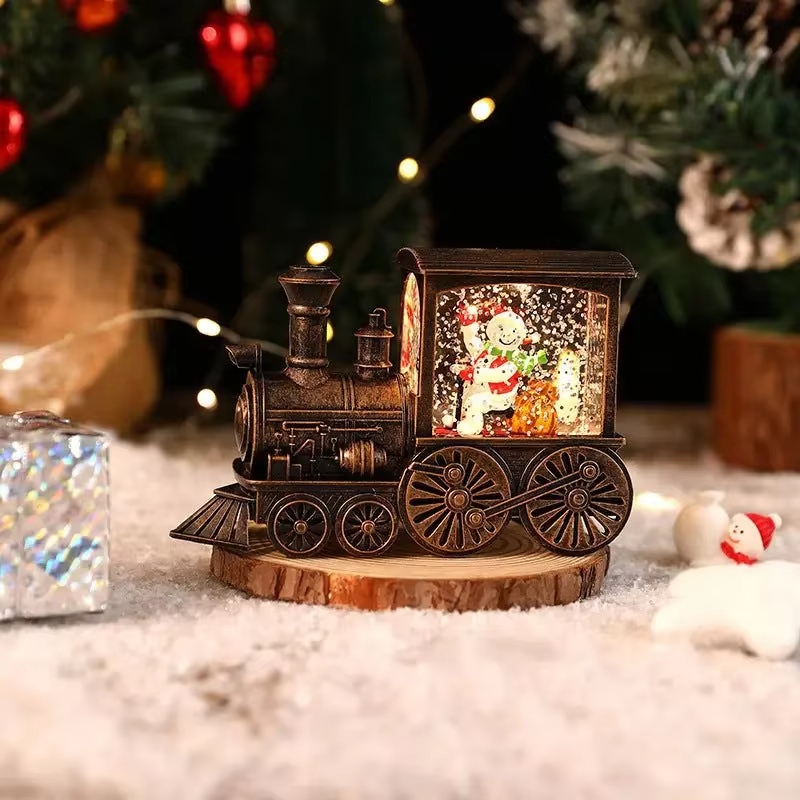 Christmas Gift Christmas Eve Train Box Crystal Ball Ornaments Christmas Souvenirs Christmas party Gifts Water Filled small train