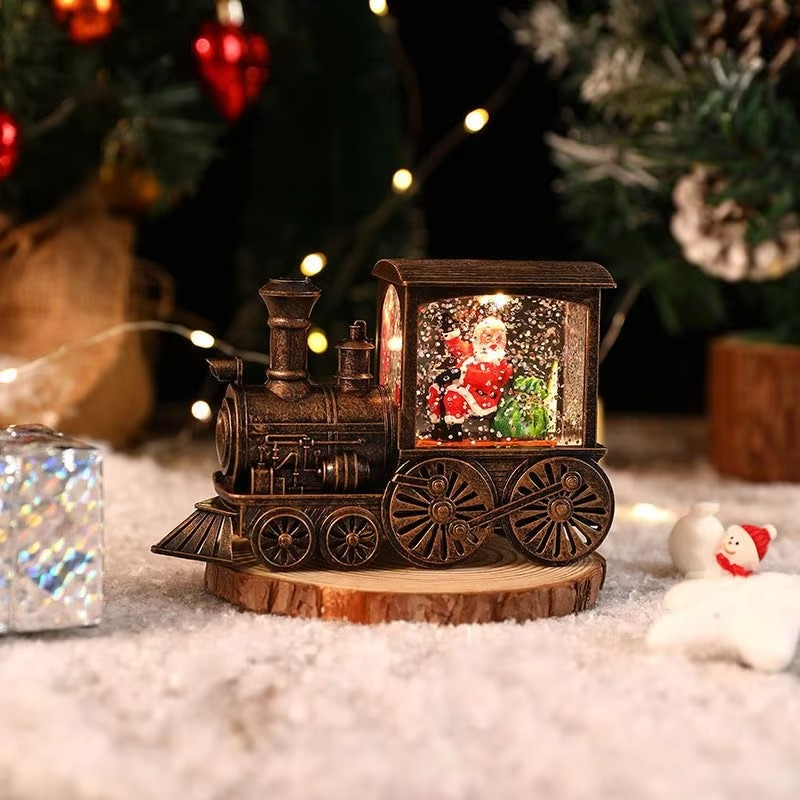 Christmas Gift Christmas Eve Train Box Crystal Ball Ornaments Christmas Souvenirs Christmas party Gifts Water Filled small train