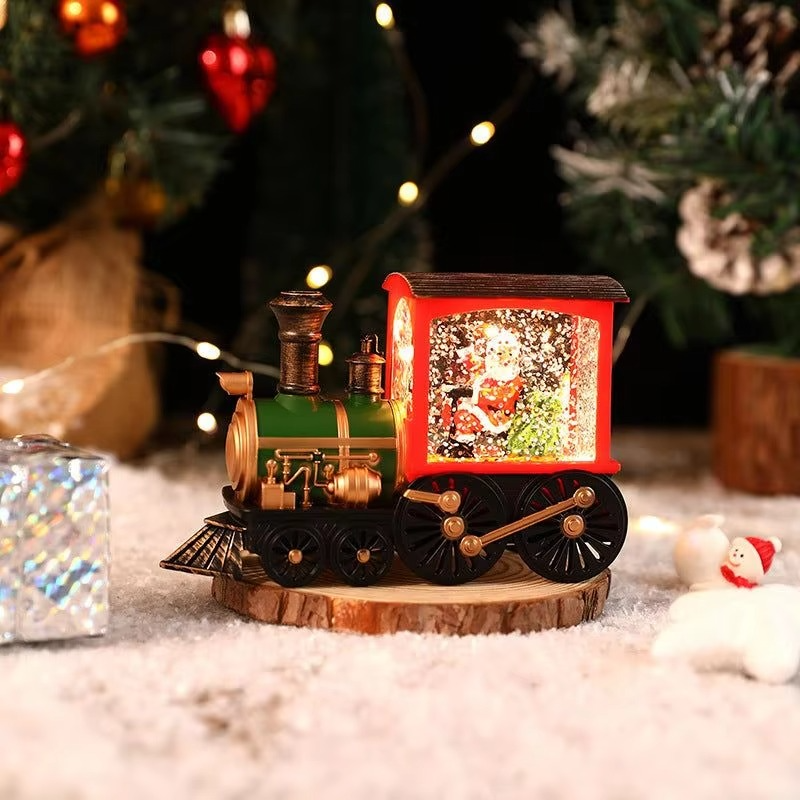 Christmas Gift Christmas Eve Train Box Crystal Ball Ornaments Christmas Souvenirs Christmas party Gifts Water Filled small train