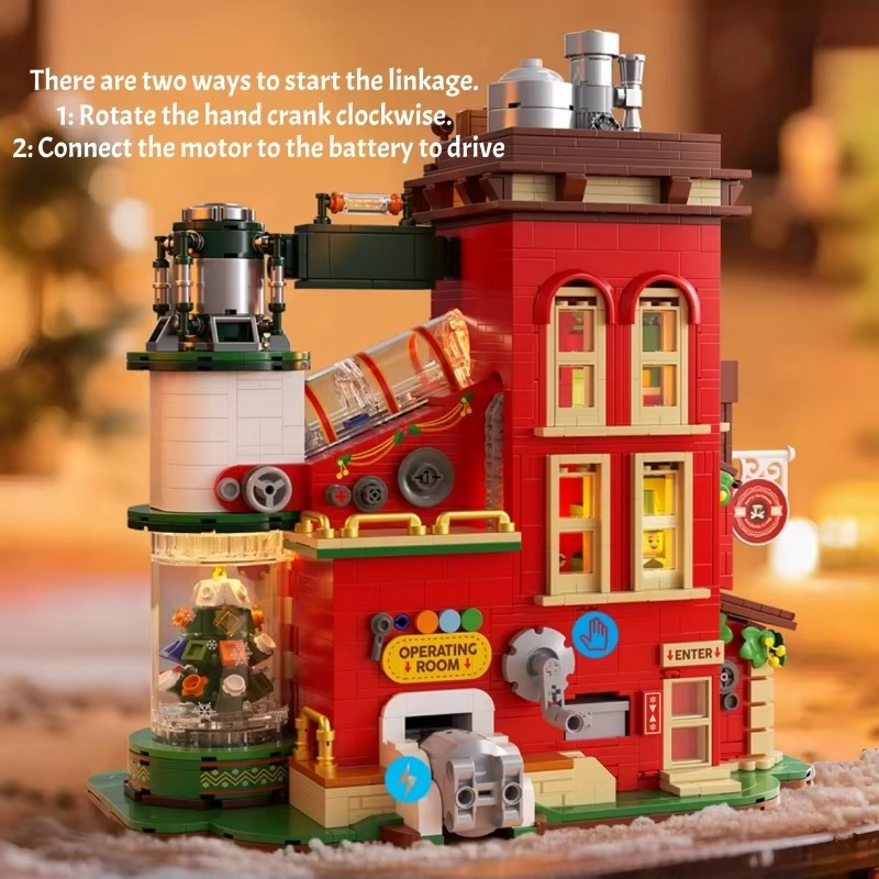 Christmas MOC Building Blocks Gift Factory Children's Puzzle Assembly Building Decoration Model Collection Street View Toys