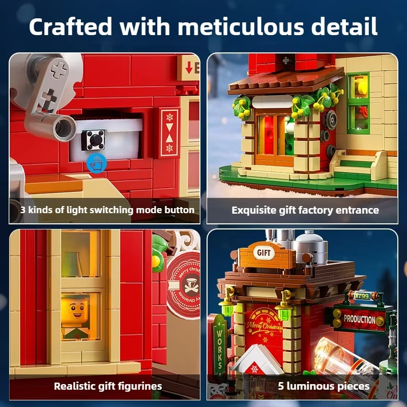 Christmas MOC Building Blocks Gift Factory Children's Puzzle Assembly Building Decoration Model Collection Street View Toys